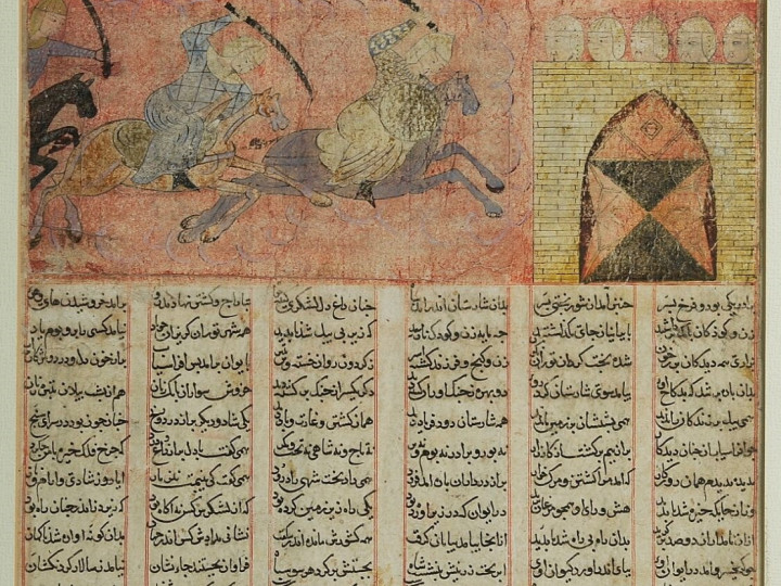 Pagina uit de Shahnameh met een miniatuur en tekst, datering onbekend. (TM-4133-283) 